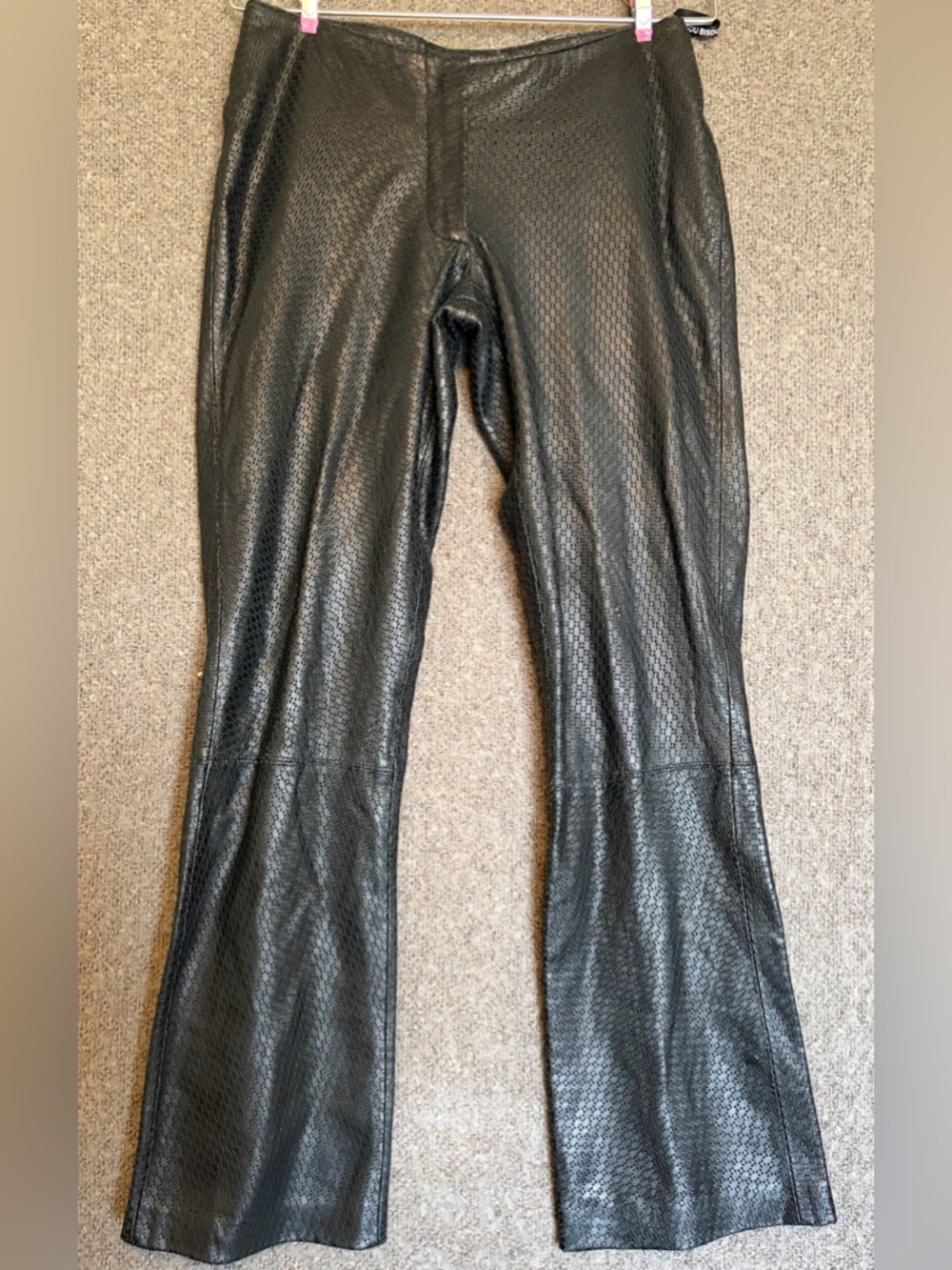 Bisou Bisou Black Perforated Leather Pants XS